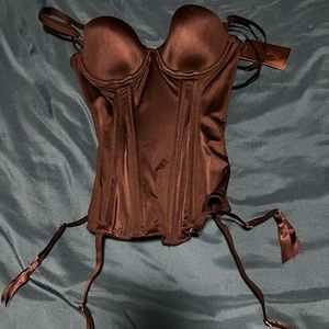 NWT black satin Frederick’s of Hollywood xs corsette